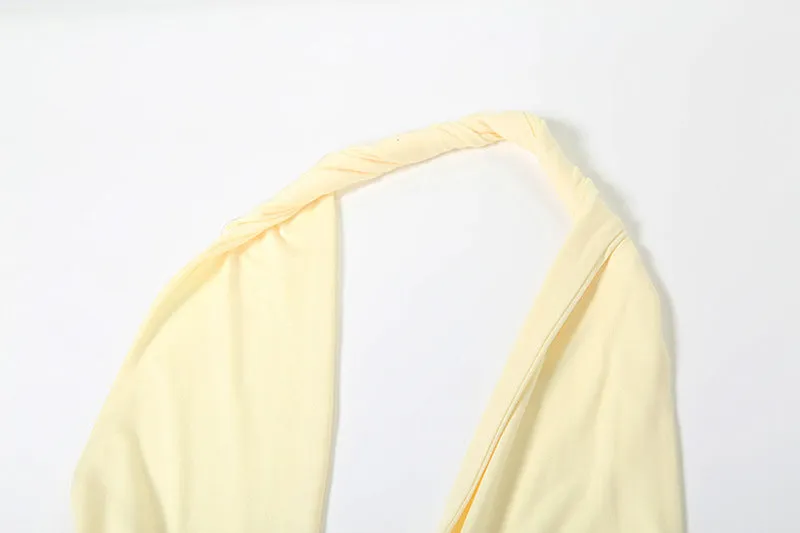 Women Sexy Backless Halter Deep V Neck Split Dress