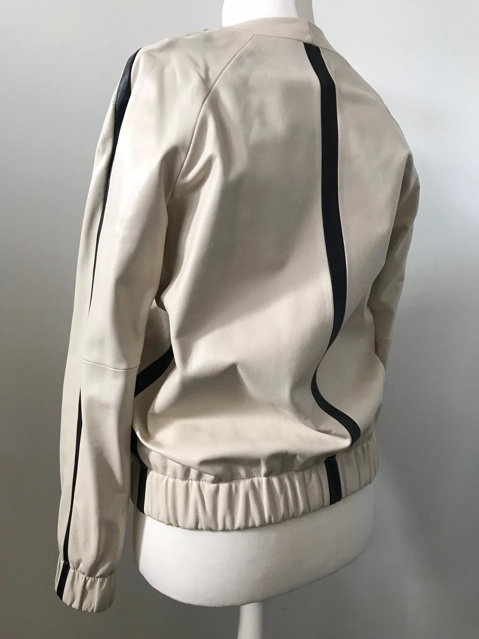 Women Sport Beige  leather jacket