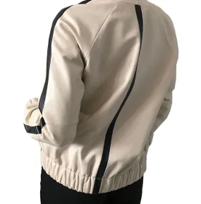 Women Sport Beige  leather jacket