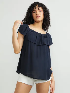 Women Viscose Navy Layer Top